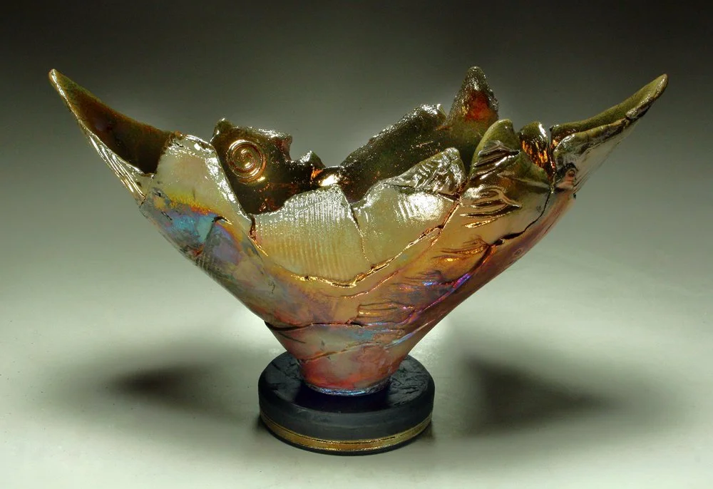 Raku Space Rock Bottle 3 — Raku Pottery by Steven Forbes-deSoule